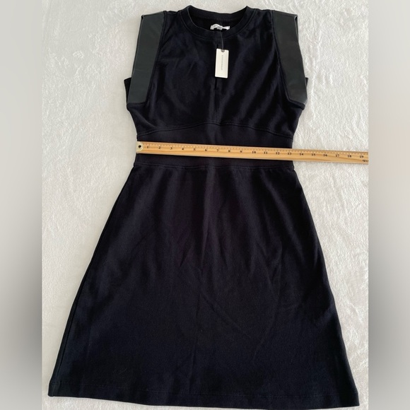 Anthropologie Grey State Size S Rue Mini Dress in Black Faux Leather Trim - Picture 16 of 17